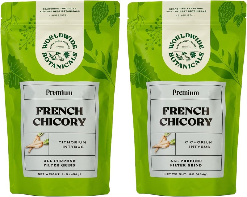 Worldwide Botanicals Premium French Chicory Root, 1 Pound - Caffeine Free Coffee Alternative, Pack of 2 - Image 1